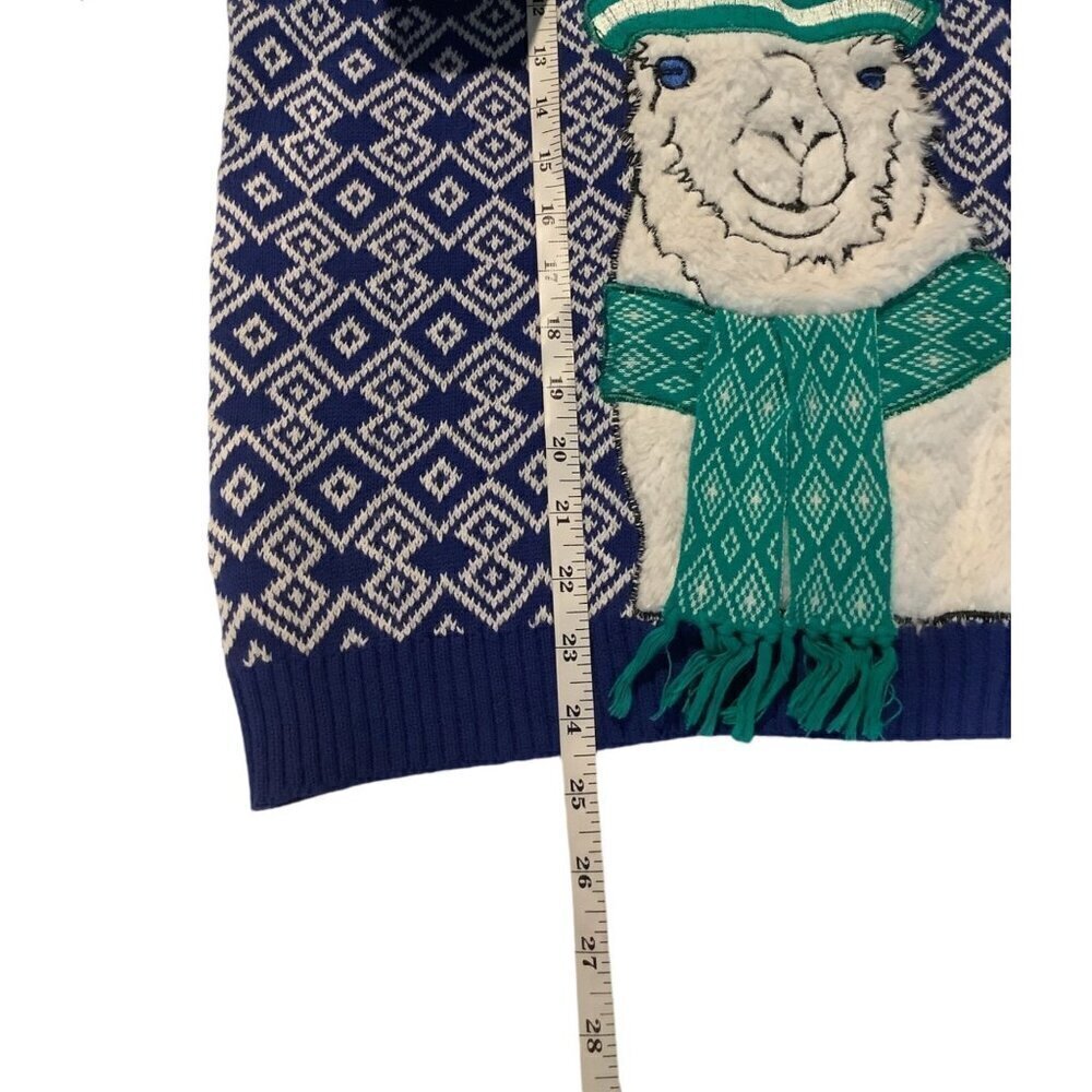 Blizzard Bay Llama Blue & White Christmas Sweater - Picture 8 of 9